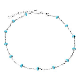 Sterling Silver Turquoise Bead Anklet