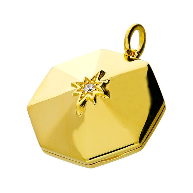 Gold Plated Hexagonal Sparkle Locket