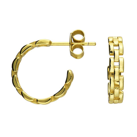 Gold Plated Panther Hooped Stud Earrings