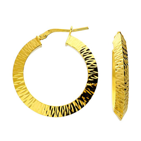 Diamond-Cut Hinged Hoop Earrings