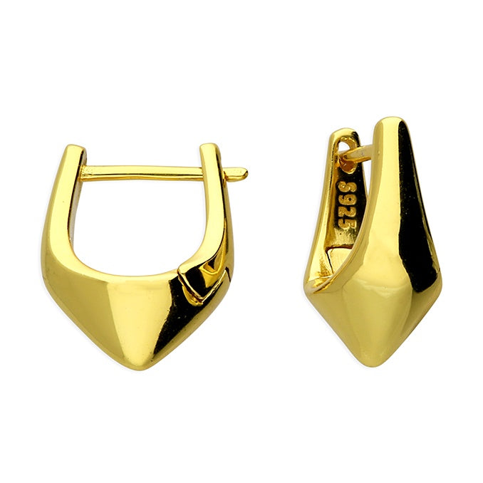 Gold Plated Pointed Statement Huggie Earrings