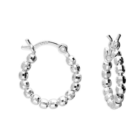 Silver Bead Creole Hoop Earrings