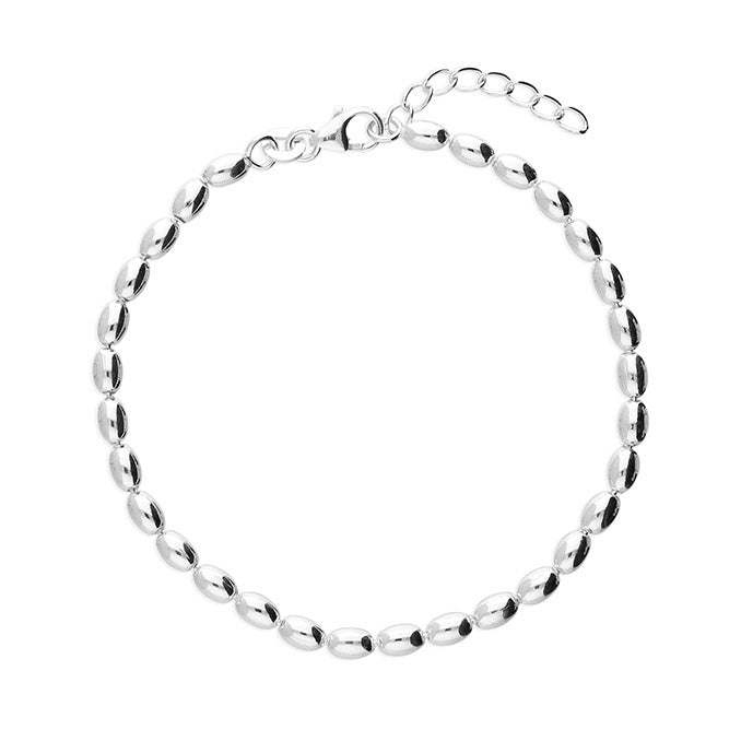 Silver Large Oval Bead Bracelet