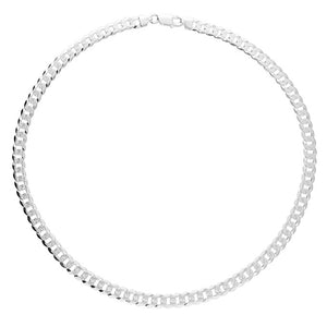 Men's Silver 51cm Patterned 200 Diamond Cut Curb Chain Necklace