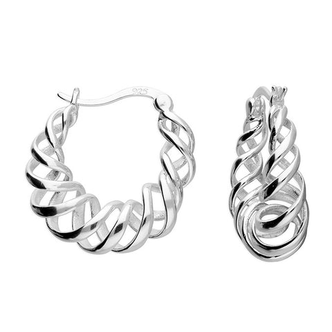 Sterling Silver Spiral Creole Hoops