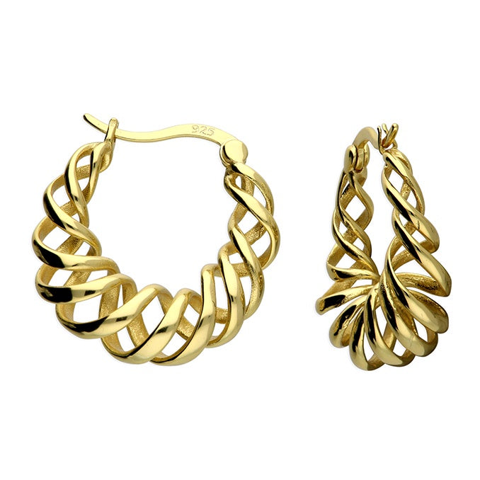 18ct Gold Plated Spiral Creole Hoops