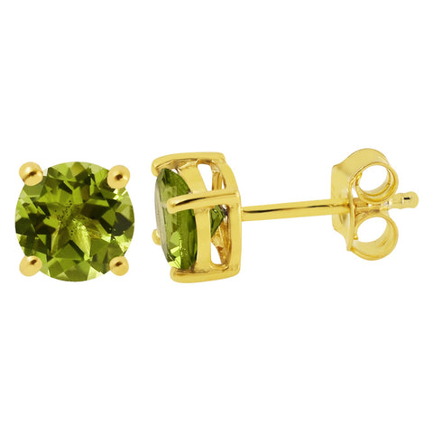 Gold Peridot Stud Earrings