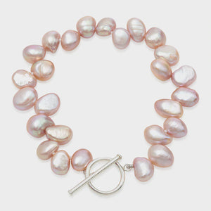 Pink Off Set Pearl Bracelet