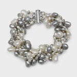 White & Grey Pearl Multi Strand Bracelet