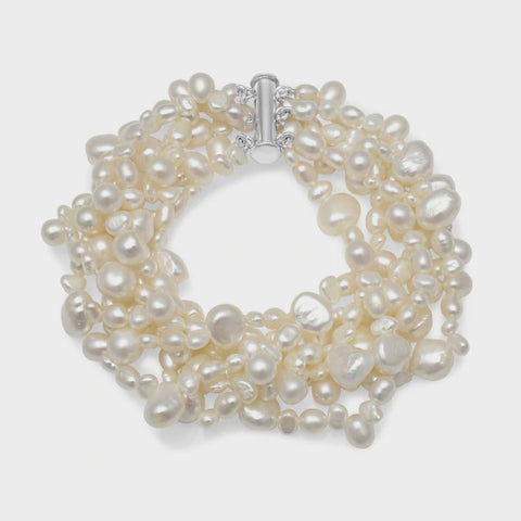White Pearl Multi Strand Bracelet