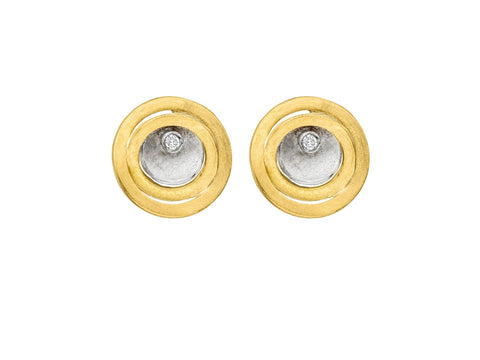 Silver & Gold Layered Circles with Diamonds (0.012ct)