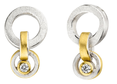 Silver & Gold Circles Drop Earrings