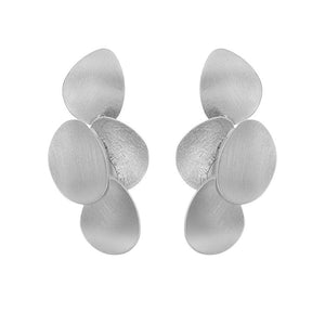 Silver Petal Drop Earrings