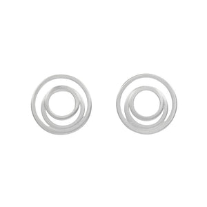 Brushed Silver Circles Studs