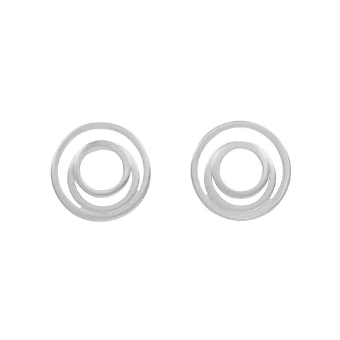 Brushed Silver Circles Studs