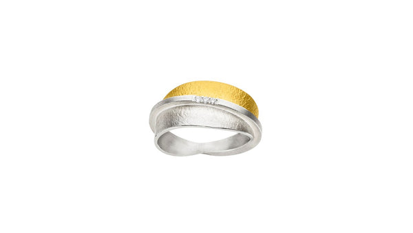 'Orbit Eclipse' Silver and 22ct Gold Diamond Trio Ring
