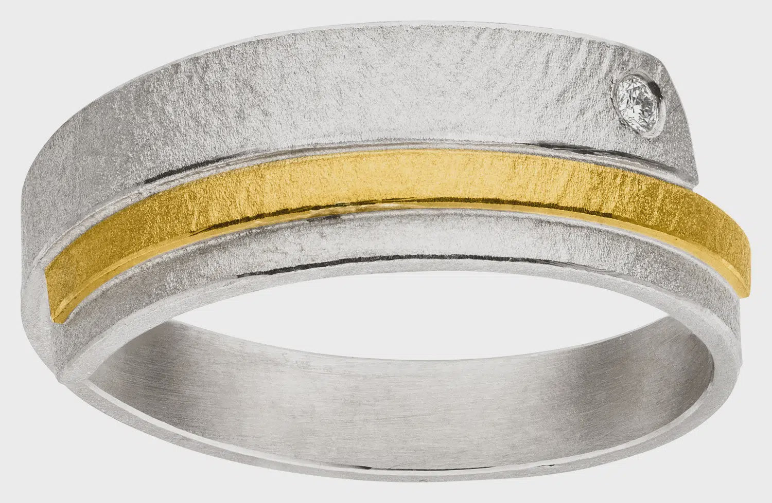 Silver & Gold Diamond Ring 0.02ct
