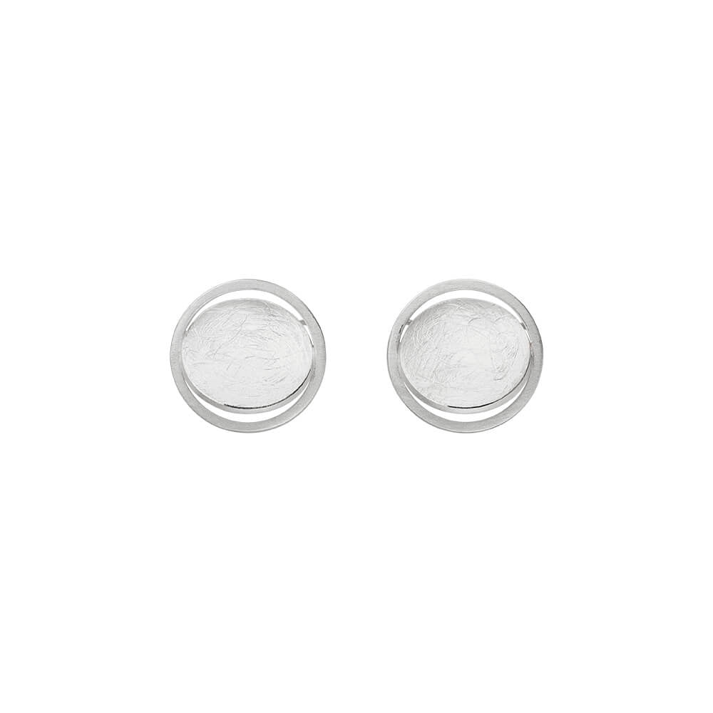 Silver Textured Disc Earrings