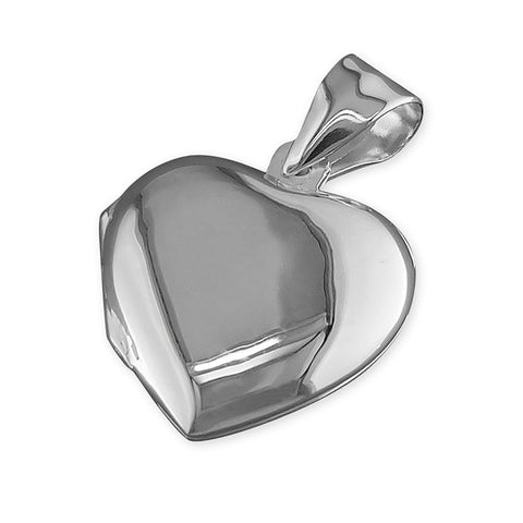 Silver Medium Plain Heart Locket