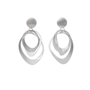 Silver Layered Ellipse Earrings