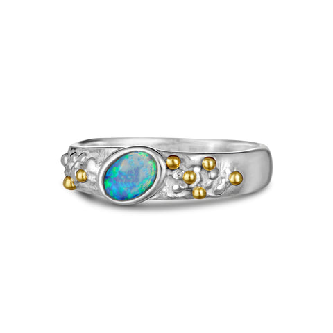 Silver Opalite Ring with Bubble Detail