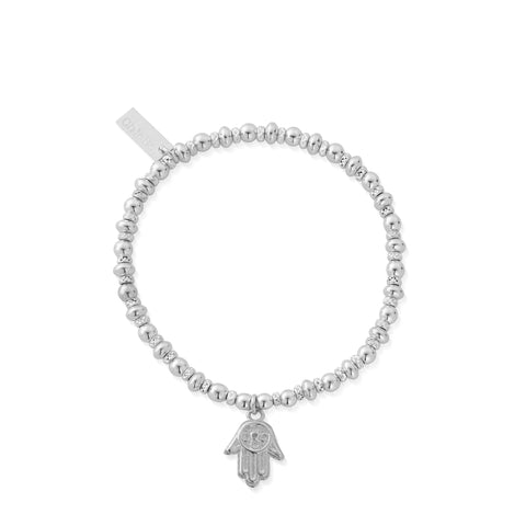 ChloBo Silver Cute Charm Hamsa Hand Bracelet