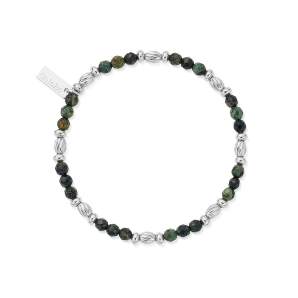ChloBo Men's Silver Kambaba Jasper Twisted Rice Bracelet