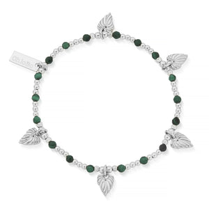 ChloBo Silver Leaf Heart Malachite Bracelet