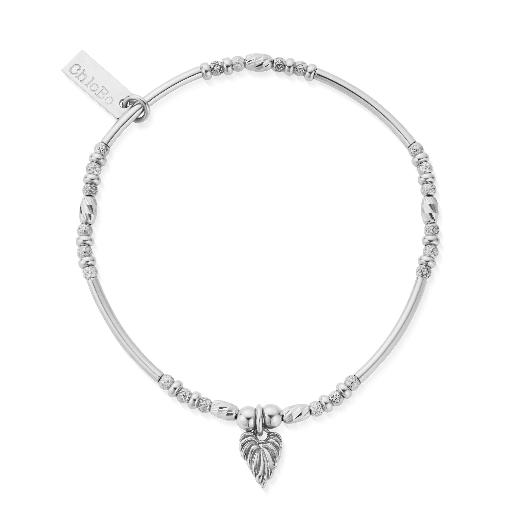 ChloBo Silver Leaf Heart Sparkle Bracelet