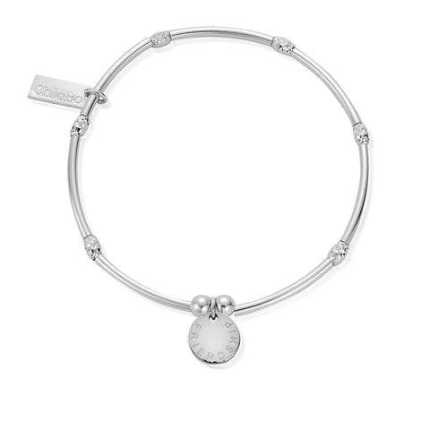 ChloBo Silver Mini Noodle Sparkle Rice Friendship Disc Bracelet