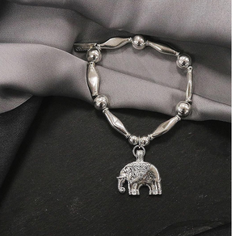 ChloBo Silver Chunky Elephant Charm Bracelet