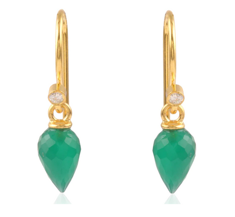 Rosebud Green Onyx Gemstone Earrings