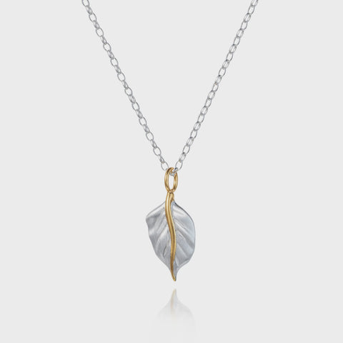 Christin Ranger Silver Leaf Pendant Necklace