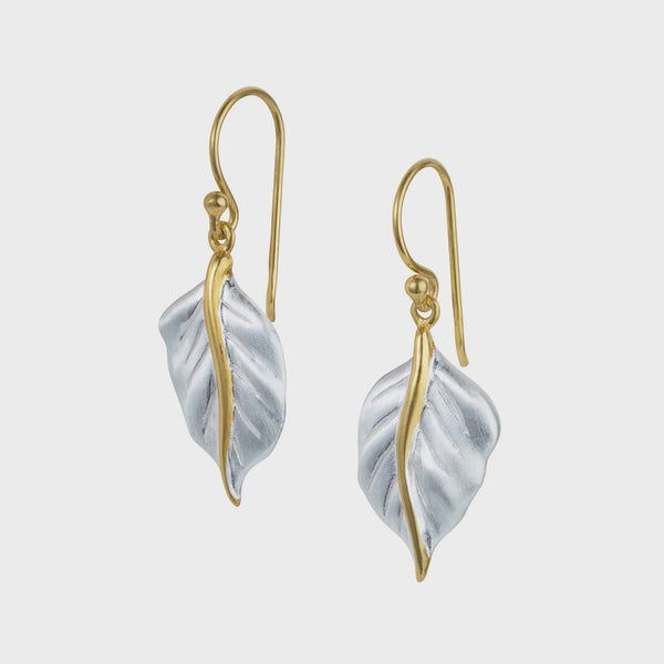 Christin Ranger Gold and Silver Leaf Drop Earring