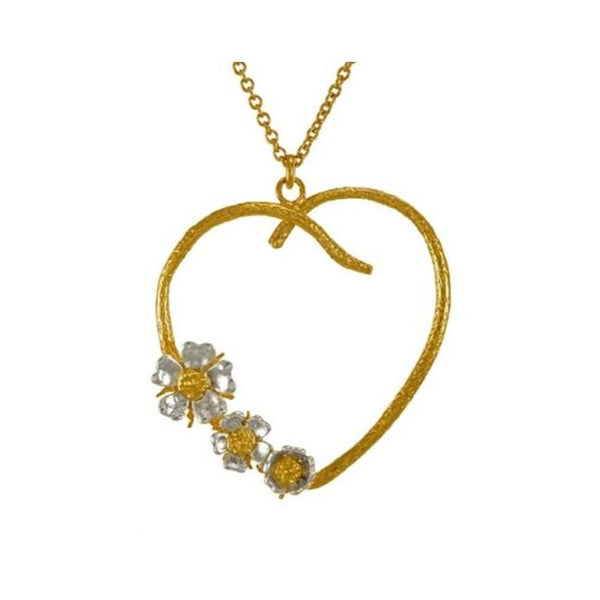 Alex Monroe Silver & Gold Wild Rose Heart Necklace - PPN10/MX