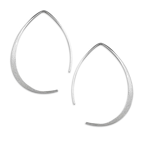 Sterling Silver Textured Teardrop Ear Wire Earrings