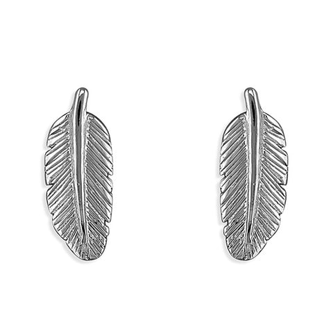 Sterling Silver Small Feather Studs