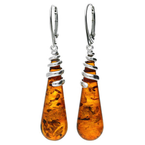 Amber & Silver Icicle Earrings