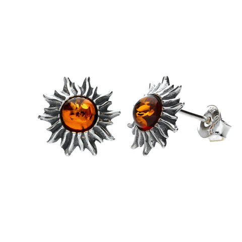 Sunburst Amber Stud Earrings