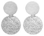 Brushed Silver Two Disc Earrings