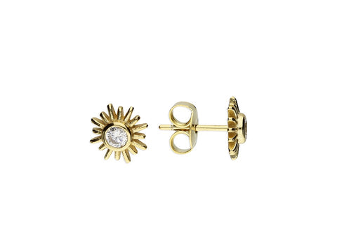 Sterling Silver & 18ct Gold Plated Small Sun Studs