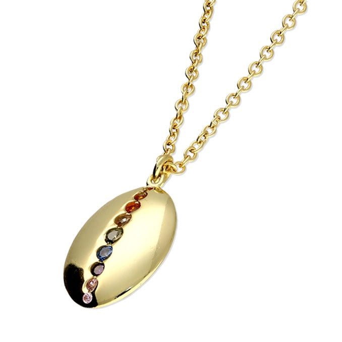 Rainbow 18ct Gold Plated Oval Necklace