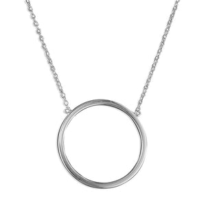 Sterling Silver Plain Circle on Chain Necklace