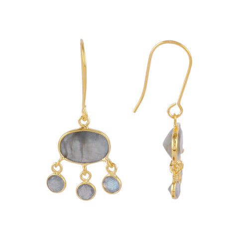 Gold Labradorite Chandelier Earrings