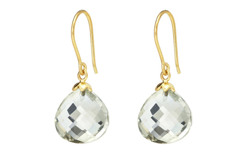 Gold Green Amethyst Drop Earrings