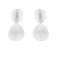 Brushed Silver Organic Drop Earrings