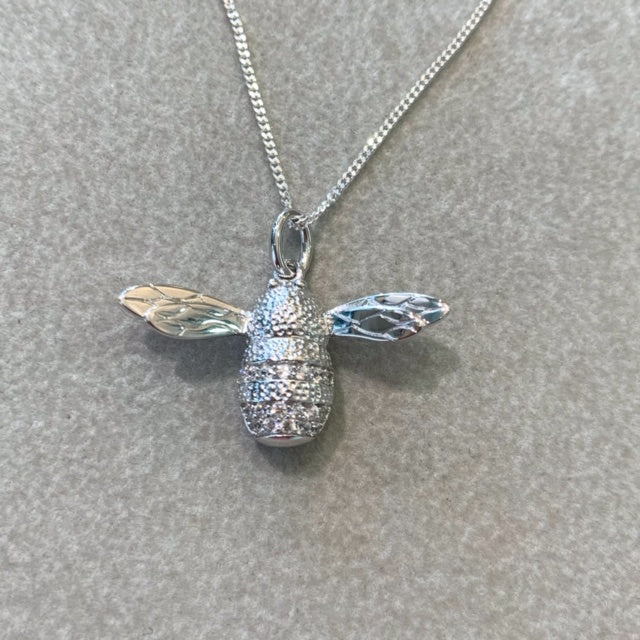 Sterling Silver Sparkly Bee Necklace