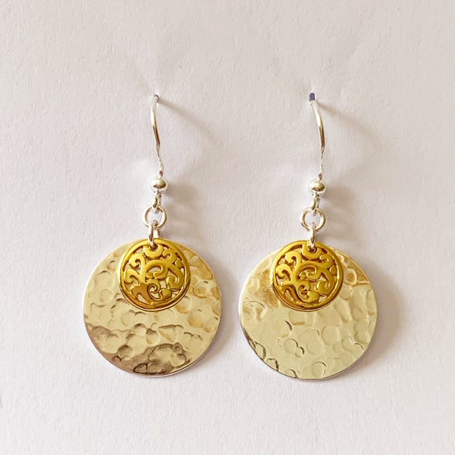 18ct Gold Plated Disc Drop Earrings