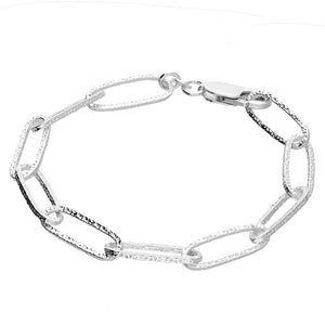 Textured Paperclip Chain Bracelet Sterling Silver