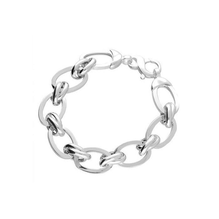 Sterling Silver Oval & Double Link Bracelet